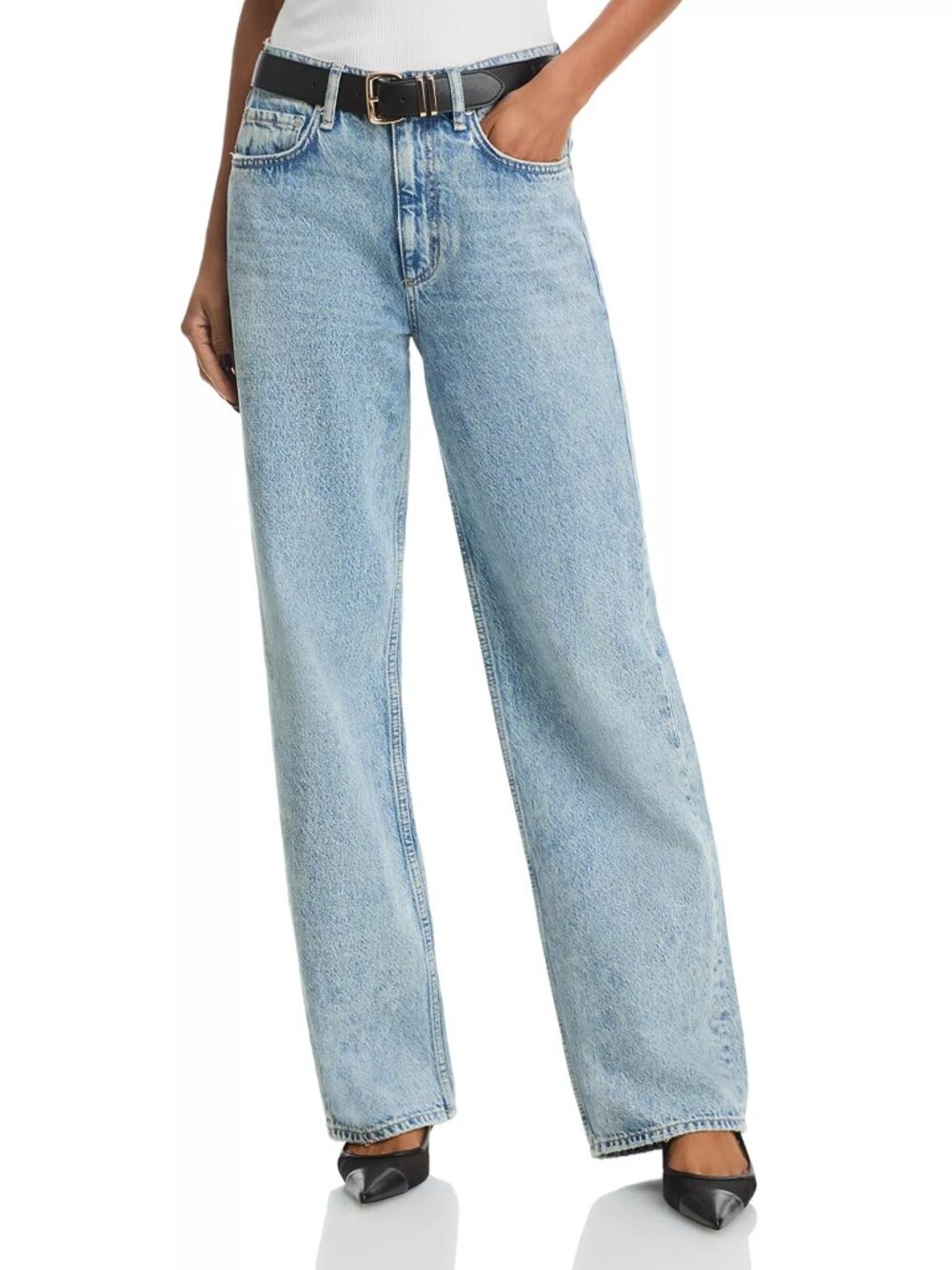 400$ WARDROBE.NYC Relaxed Straight Low Rise Jeans Women's Size 25 Blue